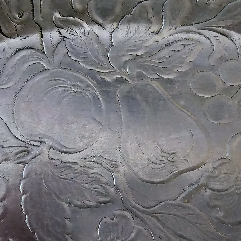 Hammered Aluminum Rectangular Serving Tray with Handles and Floral Design - Picture 5 of 8